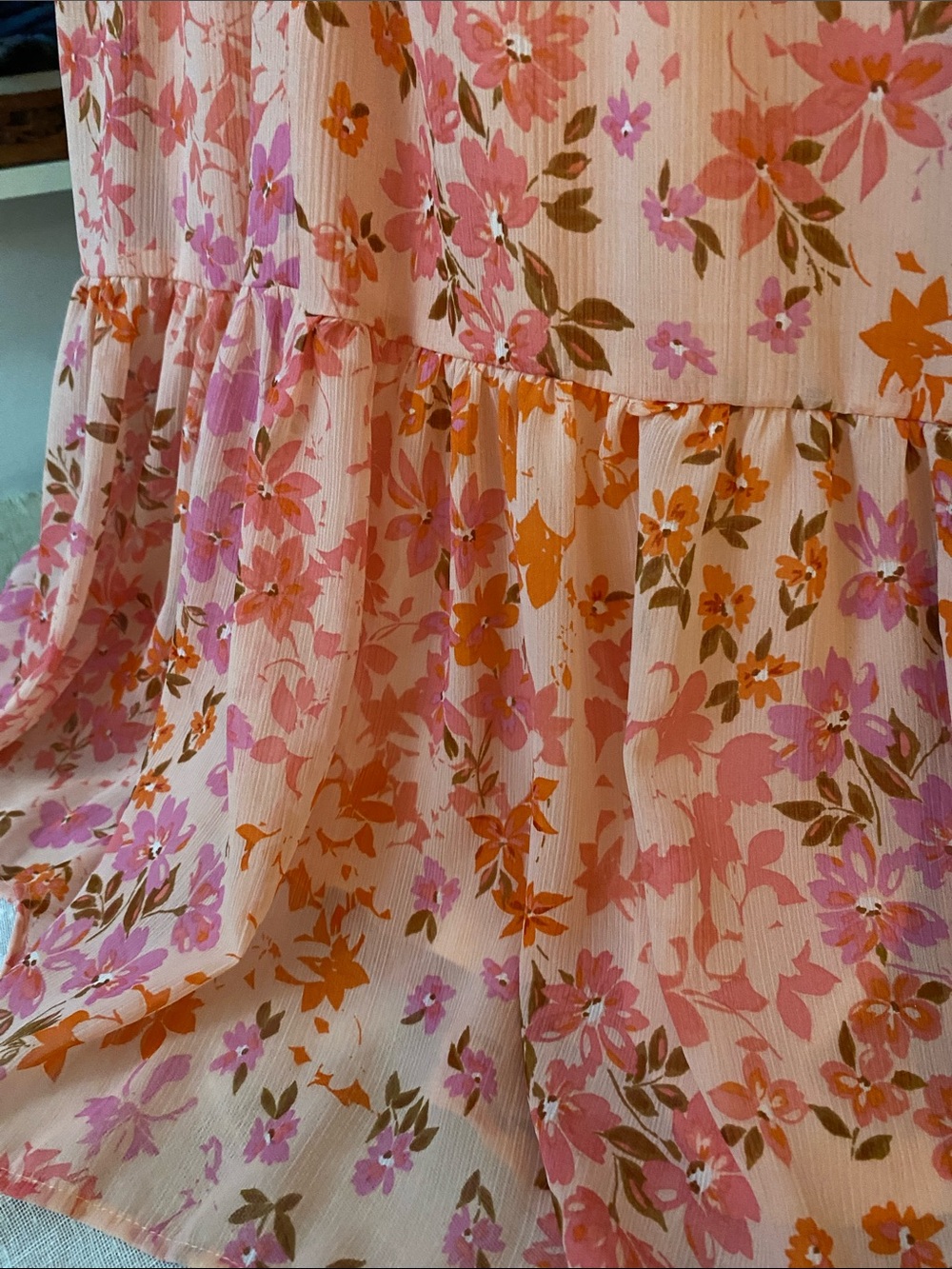 NWT SZ 4 DKNY Pink Floral Ruched V-Neck Maxi Dress - Picture 5 of 6